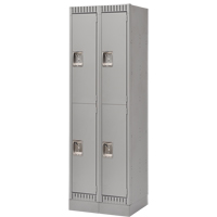 Lockers, 2 -tier, Bank of 2, 24" x 18" x 76", Steel, Grey, Knocked Down The Estey Group