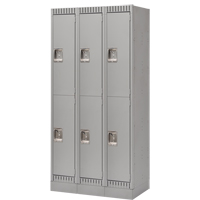 Lockers, 2 -tier, Bank of 3, 36" x 18" x 76", Steel, Grey, Knocked Down The Estey Group