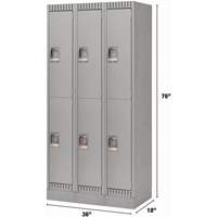 Lockers, 2 -tier, Bank of 3, 36" x 18" x 76", Steel, Grey, Knocked Down The Estey Group