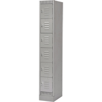 Lockers, 6 -tier, 12" x 18" x 76", Steel, Grey, Knocked Down The Estey Group