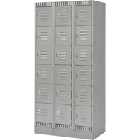 Casiers, 6 niveaux, Bloc de 3, 36" x 18" x 76", Acier, Gris, D&eacute;mont&eacute; The Estey Group