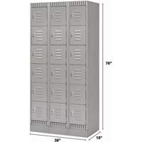 Casiers, 6 niveaux, Bloc de 3, 36" x 18" x 76", Acier, Gris, D&eacute;mont&eacute; The Estey Group