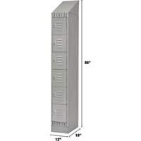 Lockers, 6 -tier, 12" x 18" x 86", Steel, Grey, Knocked Down The Estey Group