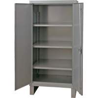 Extra Heavy-Duty Cabinet, Steel, 3 Shelves, 66" H x 36" W x 24" D, Grey The Estey Group