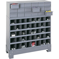 Unit&eacute; de stockage modulaire pour petites pi&egrave;ces, Acier, 18 tiroirs, 33-3/4" x 12-1/4" x 40-1/2", Gris The Estey Group