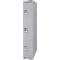 Lockers, 3 -tier, 12" x 18" x 72", Steel, Grey, Knocked Down The Estey Group