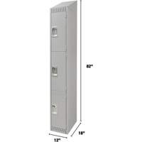 Lockers, 3 -tier, 12" x 18" x 82", Steel, Grey, Knocked Down The Estey Group