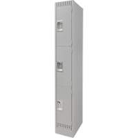 Lockers, 3 -tier, 12" x 18" x 76", Steel, Grey, Knocked Down The Estey Group