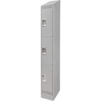 Lockers, 3 -tier, 12" x 18" x 86", Steel, Grey, Knocked Down The Estey Group