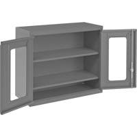 Wall-Mountable Storage Cabinet with Clearview Doors, 26-15/16" H x 29-7/8" W x 13-11/16" D, 2 Shelves, Steel, Grey The Estey Group
