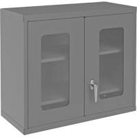 Wall-Mountable Storage Cabinet with Clearview Doors, 26-15/16" H x 29-7/8" W x 13-11/16" D, 2 Shelves, Steel, Grey The Estey Group