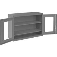 Wall-Mountable Storage Cabinet with Clearview Doors, 26-15/16" H x 35-7/8" W x 13-11/16" D, 2 Shelves, Steel, Grey The Estey Group