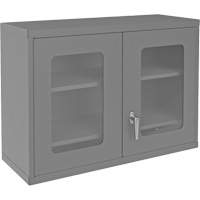 Wall-Mountable Storage Cabinet with Clearview Doors, 26-15/16" H x 35-7/8" W x 13-11/16" D, 2 Shelves, Steel, Grey The Estey Group
