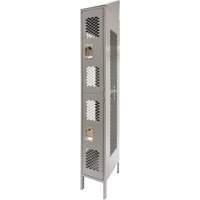 Vented Lockers, 2 -tier, 12" x 18" x 88", Steel, Grey, Knocked Down, Perforated The Estey Group