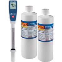 Ensemble de compteur de pH &agrave; tige longue & solution tampon 4 pH/7 pH The Estey Group