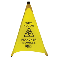 C&ocirc;ne de s&eacute;curit&eacute; &agrave; d&eacute;ploiement pour plancher mouill&eacute;, Bilingue avec pictogramme The Estey Group