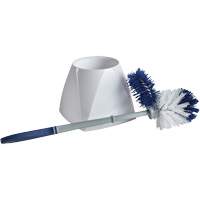 Brosse &agrave; cuvettes avec lave-rebord et valet, 15" l, Soies Synth&eacute;tique, Blanc The Estey Group