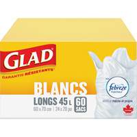 Tall 45L Febreze Garbage Bags, Regular, 24" W x 28" L, White The Estey Group