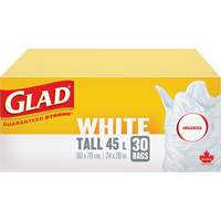 Tall 45L Unscented Garbage Bags, Regular, 24" W x 28" L, White The Estey Group