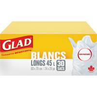 Tall 45L Unscented Garbage Bags, Regular, 24" W x 28" L, White The Estey Group
