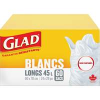 Tall 45L Unscented Garbage Bags, Regular, 24" W x 28" L, White The Estey Group
