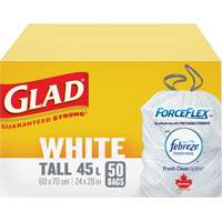 Tall 45L Febreze Garbage Bags, Regular, 24" W x 28" L, White The Estey Group
