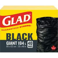 184L Garbage Bags, Regular, 35" W x 48" L, Black The Estey Group