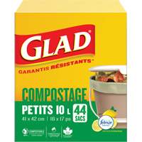 Small Compostable Bags, Regular, 17" L x 16" W, Brown, 10 L (3 Gal.) Capacity The Estey Group