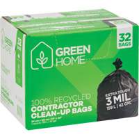 Green Home Garbage Bags, Strong, 33" W x 48" L, 3 mils, Black, 159 L (42 Gal.) Capacity The Estey Group