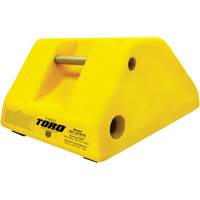 255 Ton Large Equipment Wheel Chock with Handle & Hole, Urethane, Yellow The Estey Group