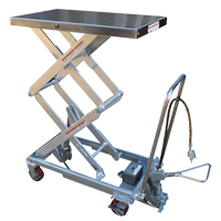 Pneumatic Hydraulic Scissor Lift Table, Stainless Steel, 32-1/2" L x 19-3/4" W, 1000 lbs. Cap. The Estey Group