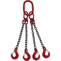 Chain Sling, Grade 80 Chain, Quadruple Legs, Oblong & Slip Hooks, 9/32" x 5' The Estey Group