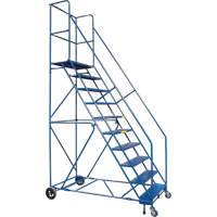 CSA-Certified Rolling Step Ladder with Locking Step, 10 Steps, 30" Step Width, 89" Platform Height, Steel The Estey Group