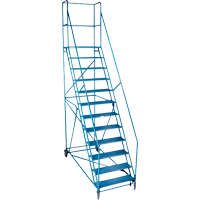 CSA-Certified Rolling Step Ladder with Locking Step, 12 Steps, 30" Step Width, 109" Platform Height, Steel The Estey Group