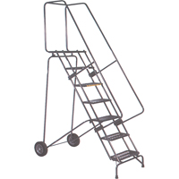 Fold-N-Store Rolling Ladders, 7 Steps, Perforated, 70" High The Estey Group