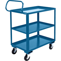 Chariot ergonomique &agrave; tablettes, 800 lb Capacit&eacute;, Acier, 20" la x 37" ha x 32" p, Bordure vers le haut The Estey Group