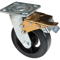 Mold-on Caster, Swivel with Brake, 6" (152.4 mm), Rubber, 550 lbs. (249 kg.) The Estey Group