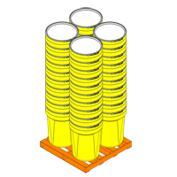 Nestable Polyethylene Drum, 30 US gal (25 imp. gal.), Open Top, Yellow The Estey Group