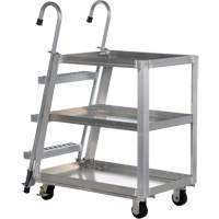 Chariot de pr&eacute;l&egrave;vement de stock, Aluminium, 21-7/8" la x 40" p, 3 tablettes, Capacit&eacute; 660 lb The Estey Group