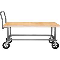 Adjustable Wood Deck Platform Truck, 48" L x 24" W, 1800 lbs. Capacity, Mold-on Rubber Casters The Estey Group