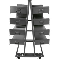 Double-Sided Heavy Duty A-Frame Cart with 8 Large Trays, 38" x 30" x 63", 2500 lbs. Capacity The Estey Group