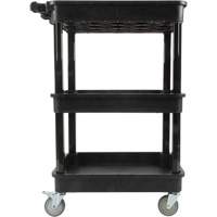 Utility Cart with Deep Lip Shelf, 3 Tiers, 19" x 39-1/2" x 28-1/4", 330 lbs. Capacity The Estey Group