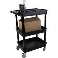 Utility Cart with Deep Lip Shelf, 3 Tiers, 19" x 39-1/2" x 28-1/4", 330 lbs. Capacity The Estey Group