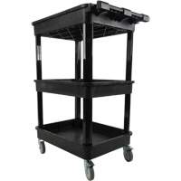 Utility Cart with Deep Lip Shelf, 3 Tiers, 19" x 39-1/2" x 28-1/4", 330 lbs. Capacity The Estey Group