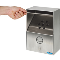 Smoking Receptacles, Wall-Mount, Stainless Steel, 3.3 Litres Capacity, 13-1/2" Height The Estey Group