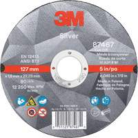 Silver Cut-Off Wheel, 5" x 0.045", 7/8" Arbor, Type 1, Ceramic, 12250 RPM The Estey Group