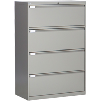 Lateral Filing Cabinet, Steel, 4 Drawers, 36" W x 18" D x 53-3/8" H, Grey The Estey Group