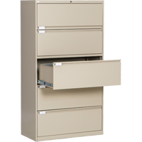 Lateral Filing Cabinet, Steel, 5 Drawers, 36" W x 18" D x 65-1/2" H, Beige The Estey Group