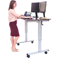 Adjustable Stand-Up Workstations, Stand-Alone Desk, 48-1/2" H x 48" W x 32-1/2" D, Walnut The Estey Group