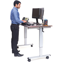 Adjustable Stand-Up Workstations, Stand-Alone Desk, 48-1/2" H x 59" W x 29-1/2" D, Walnut The Estey Group